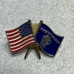 State Of Oregon 1859 Flag & American Flag Pin
